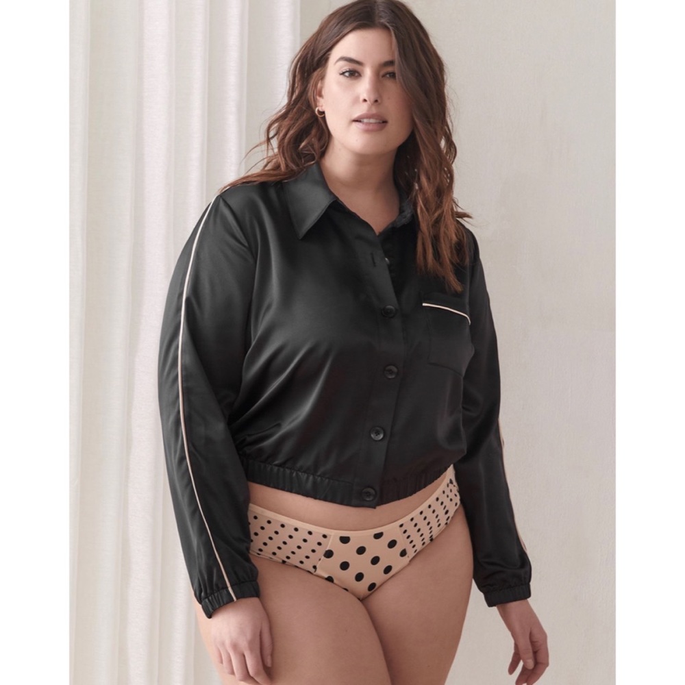 🆕 Black Satin Pajama Top Shirt 2X NWT